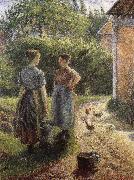 Camille Pissarro Woman in front of farmhouse oil painting reproduction